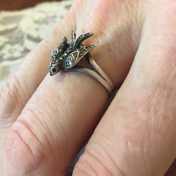 Sterling Silver Vintage Sparrow Marquisate Ring - Picture 6 of 8